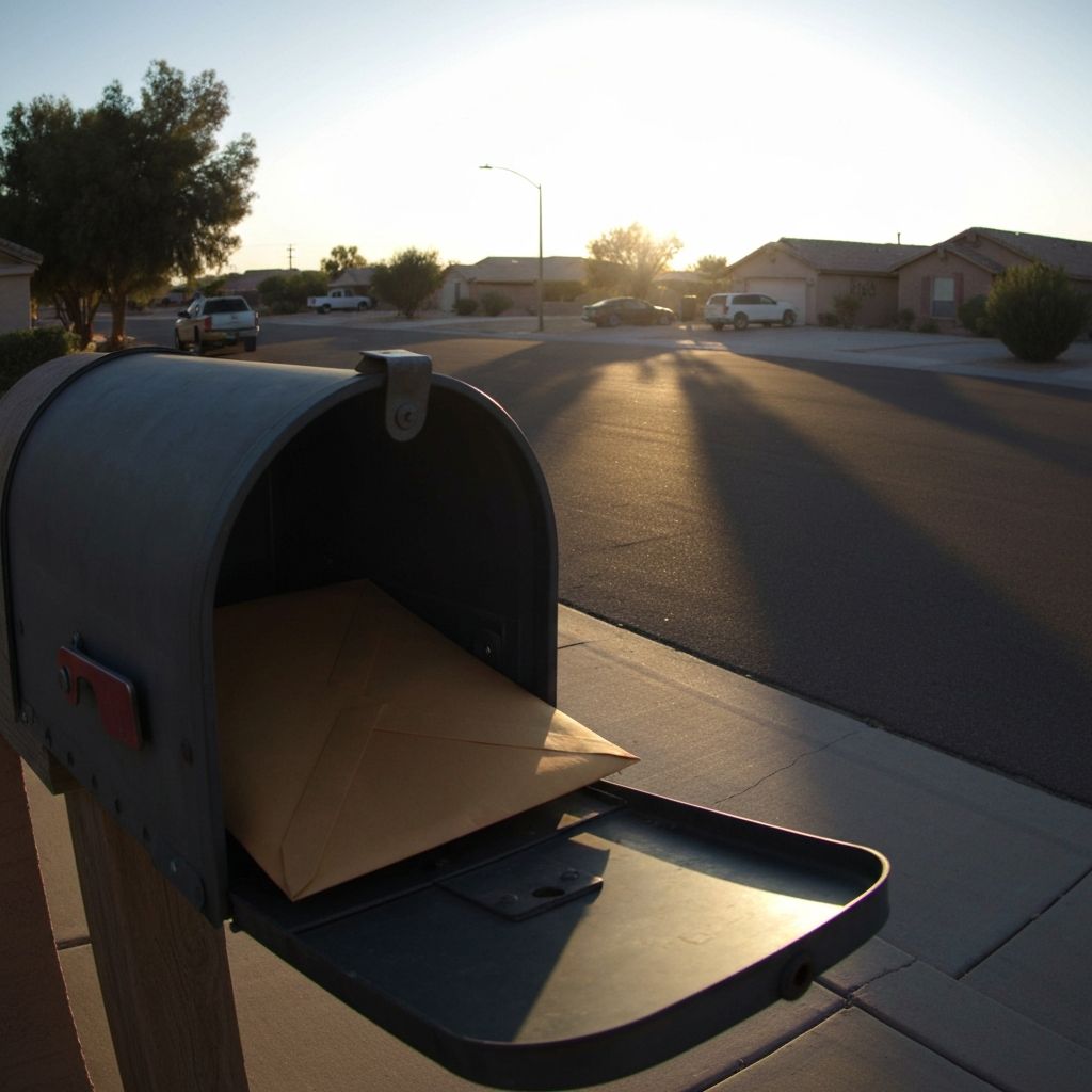 The type of mailbox where sources say the envelope was discovered. Actual location withheld.